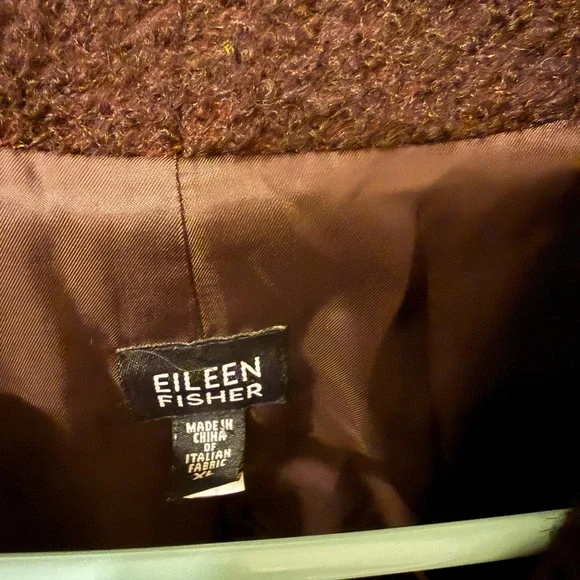 Eileen Fisher Dark Brown Teddy Jacket - Picture 2 of 10